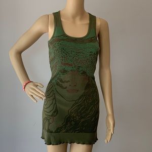 Womens Nuvula Army Green Ribbed Tank Top Tunic Size Small